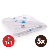 Bamboo blanket XKKO BMB 130x70 - Cyan Stars 5x1ps Wholesale packing