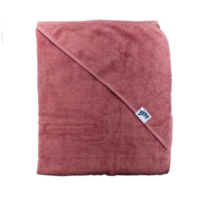 Hooded terry bath towel XKKO Organic 90x90 - Mesa Rose