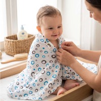 Bamboo muslin towel XKKO BMB 90x100 - Cyan Bubbles