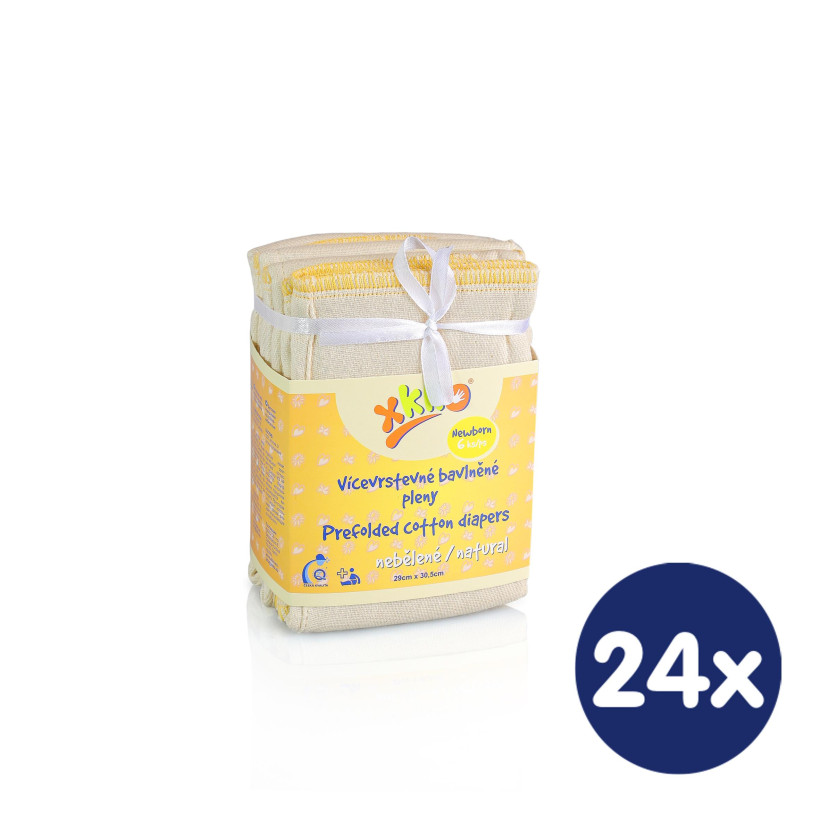 Prefolded Diapers XKKO Classic - Newborn Natural 24x6ps (Wholesale pack.)