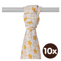Bamboo muslin towel XKKO BMB 90x100 - LIttle Stars Orange 10x1pcs (Wholesale packaging)
