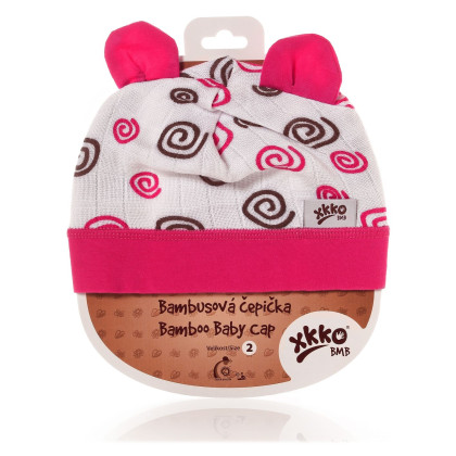 Bamboo Baby Hat XKKO BMB - Magenta Spirals 3x1ps (Wholesale packaging)