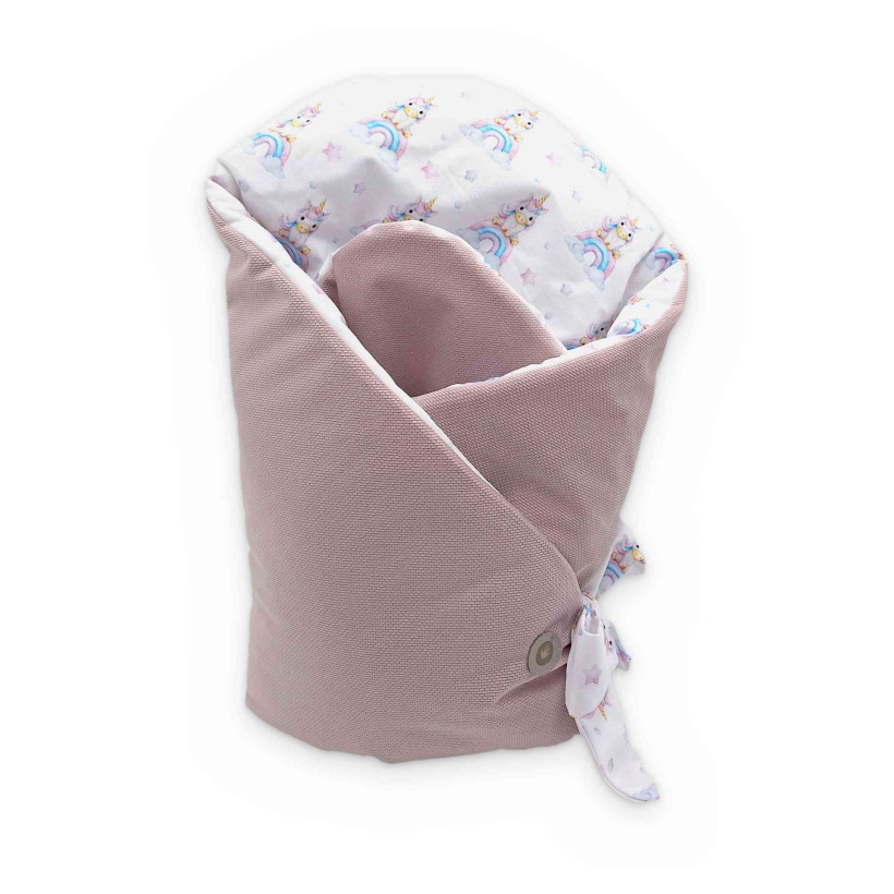 Cotton swaddling wrap XKKO LUX with coconut insert - Unicorns