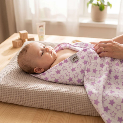 Bamboo muslin towel XKKO BMB 90x100 - LIttle Stars Lilac