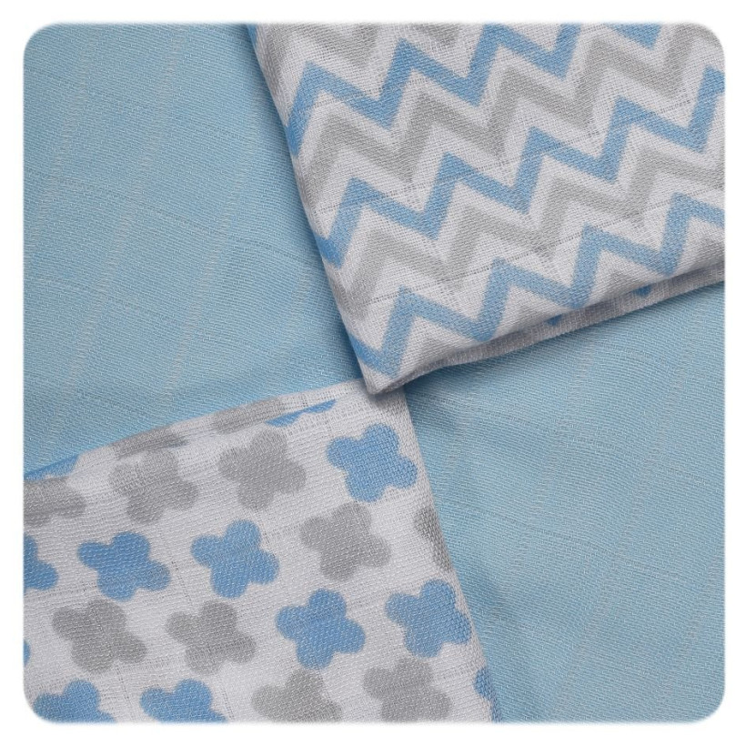 Bamboo muslins XKKO BMB 30x30 - Scandinavian Baby Blue MIX 10x9pcs (Wholesale packaging)