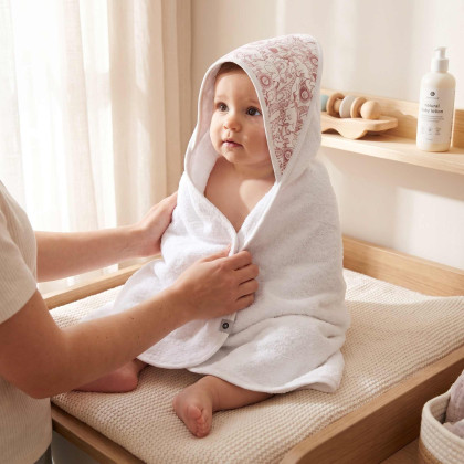 Hooded bamboo terry towel XKKO BMB 90x90 - Safari W/Mesa Rose