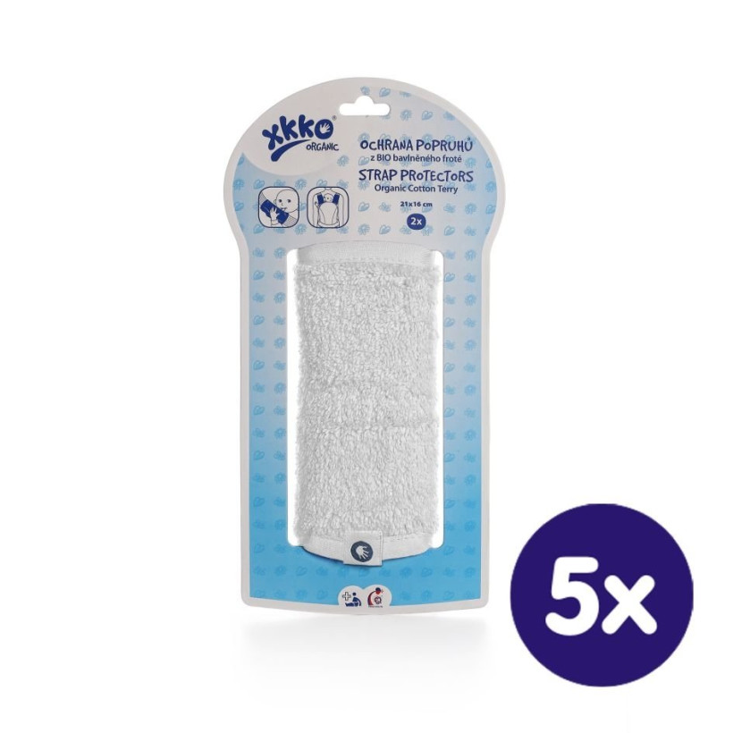 Organic cotton strap covers XKKO Organic - White 5x1pack. (Wholesale pack)