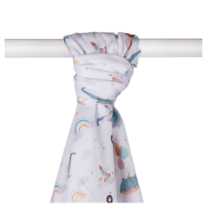 Bamboo muslin towel XKKO BMB 90x100 Digi - Sky Whale