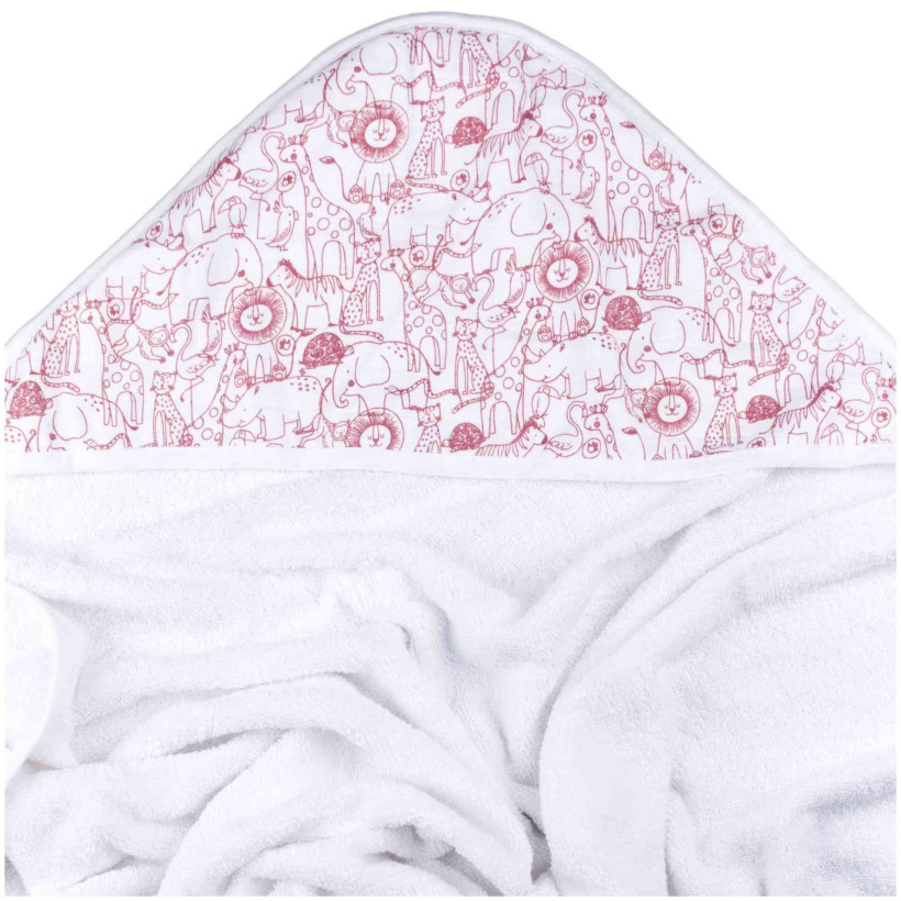 Hooded bamboo terry towel XKKO BMB 90x90 - Safari W/Mesa Rose