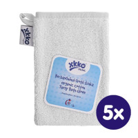 Organic cotton Terry Bath Glove XKKO Organic - White 5x1ps (Wholesale pack.)