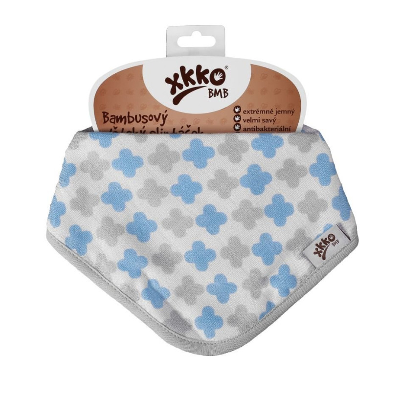 Bamboo bandana XKKO BMB - Baby Blue Cross 3x1ps Wholesale packing