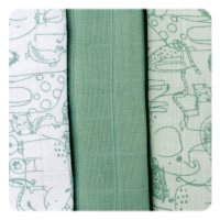 Organic Cotton Muslins XKKO Organic 70x70 Old Times - Safari Granite Green MIX