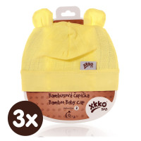 Bamboo Baby Hat XKKO BMB - Lemon 3x1ps (Wholesale packaging)