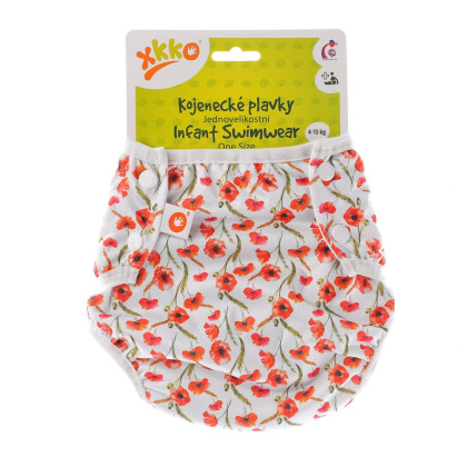 Infant swim nappy XKKO OneSize - Red Poppies