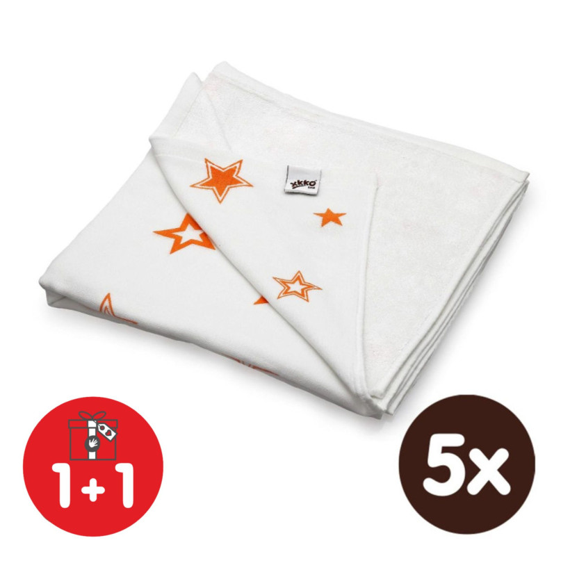 Bamboo blanket XKKO BMB 130x70 - Orange Stars 5x1ps Wholesale packing