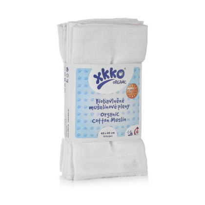 Organic Cotton Muslins XKKO Organic 40x40 Old Times - White