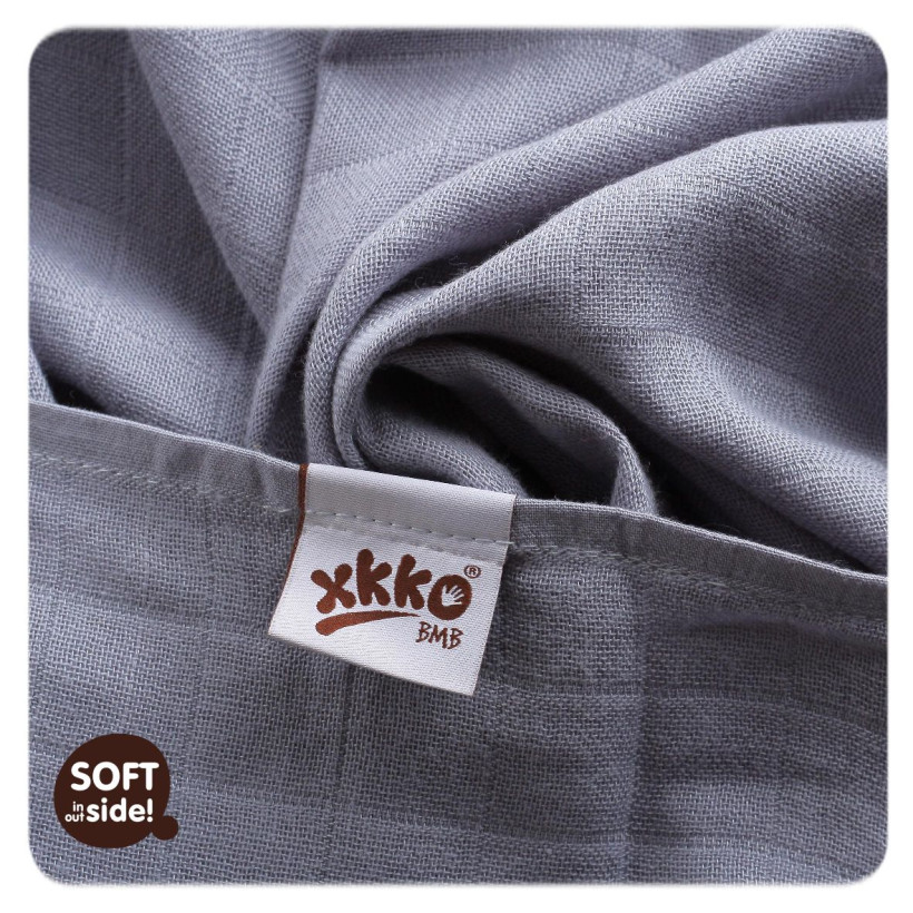 Bamboo muslins XKKO BMB 70x70 - Silver 10x3pcs (Wholesale packaging)