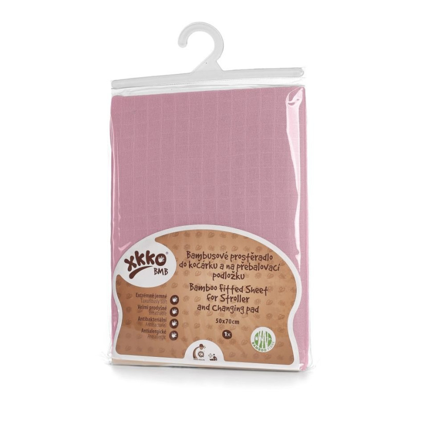 Bamboo muslin fitted sheet XKKO BMB 50x70 - Baby Pink