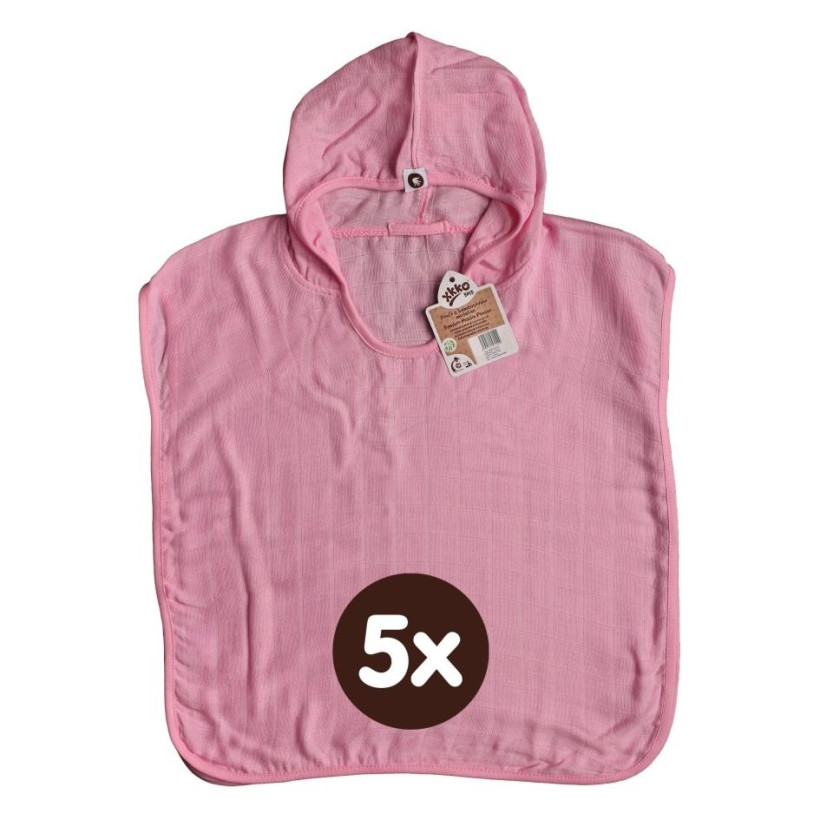 Bamboo Muslin Poncho XKKO BMB - Baby Pink 5x1ps (Wholesale pack.)