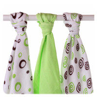 Bamboo muslins XKKO BMB 70x70 - Spirals&Bubbles Lime MIX 10x3pcs (Wholesale packaging)