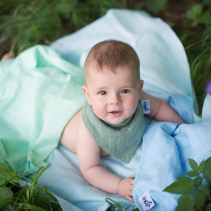Organic Cotton Muslin Bandana XKKO Organic - Granite Green