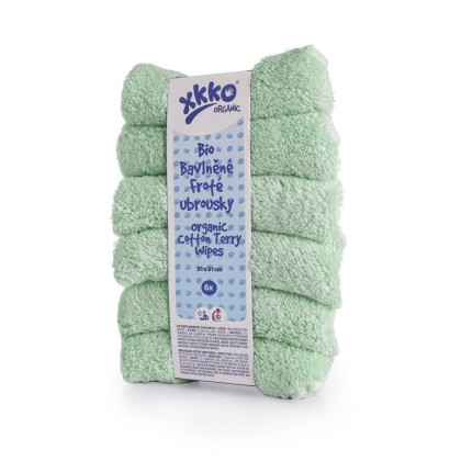 Organic cotton terry wipes XKKO Organic 21x21 - Mint