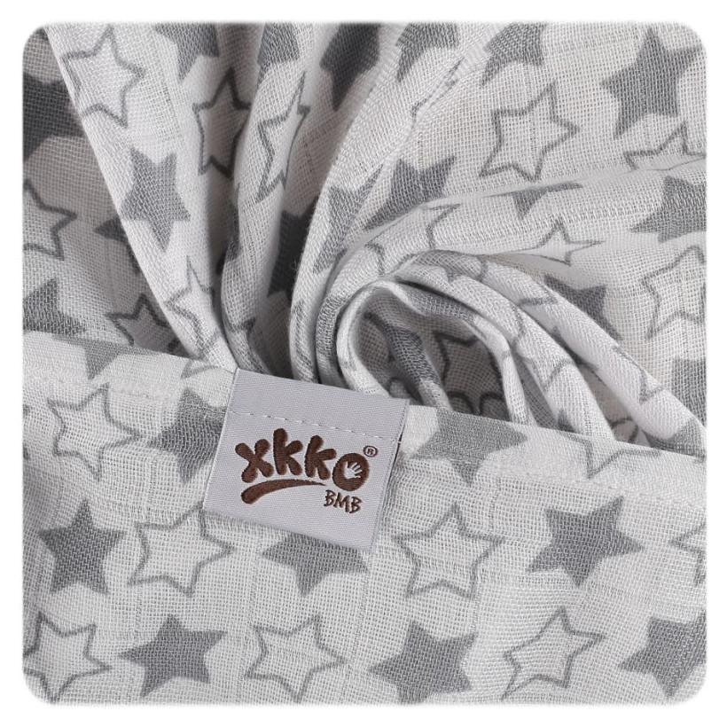 Bamboo swaddle XKKO BMB 120x120 - Little Stars Silver