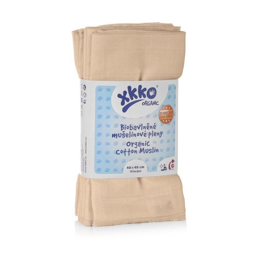 Organic Cotton Muslins XKKO Organic 40x40 Old Times - Natural