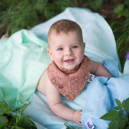 Organic Cotton Muslin Bandana XKKO Organic - Safari Mesa Rose