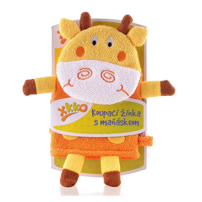 XKKO Cotton Bath Glove - Giraffe 2 12x1ps (Wholesale pack.)