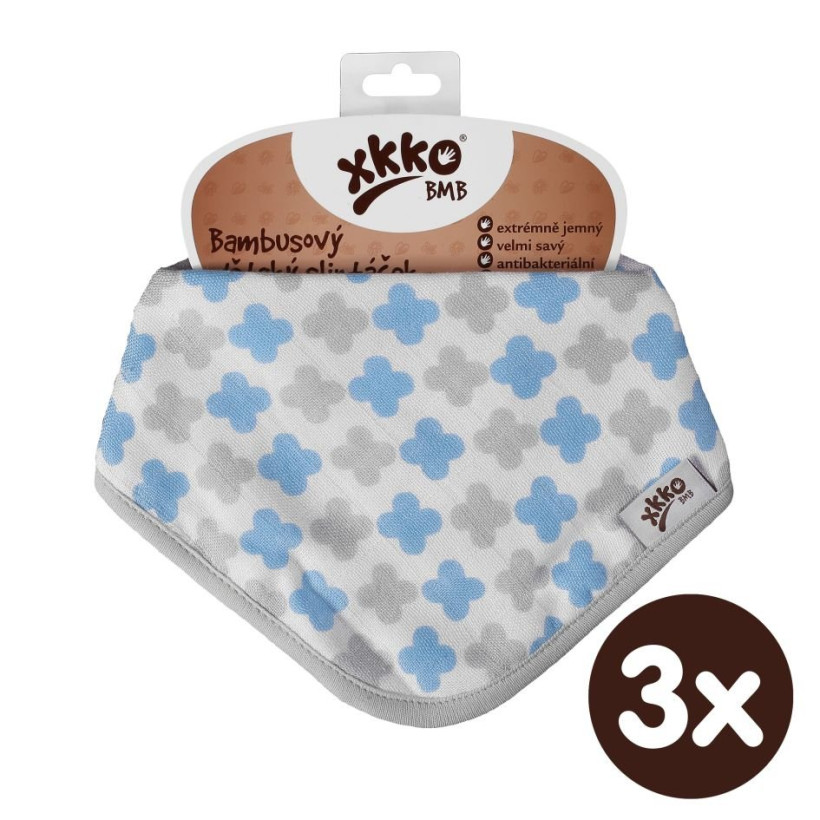 Bamboo bandana XKKO BMB - Baby Blue Cross 3x1ps Wholesale packing