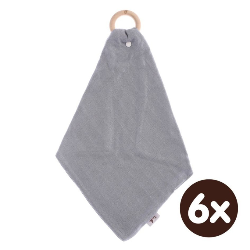 XKKO BMB Bamboo teether with Muslin - Silver 6x1ps (Wholesale pack.)