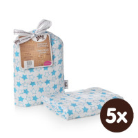 Bamboo swaddle XKKO BMB 120x120 - Little Stars Cyan 5x1ps (Wholesale packaging)