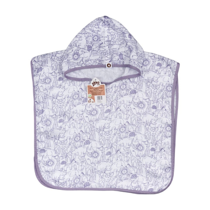 Bamboo Muslin Poncho XKKO BMB Safari - W/Lavender Aura Size 2