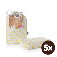 Bamboo swaddle XKKO BMB 120x120 - Little Stars Lemon 5x1ps (Wholesale packaging)