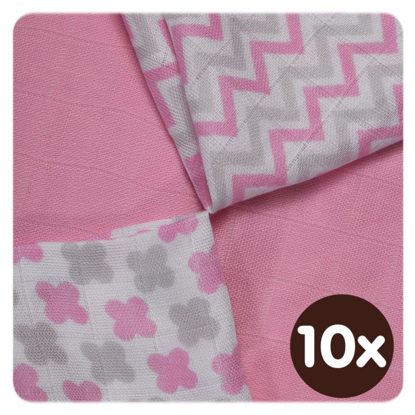 Bamboo muslins XKKO BMB 30x30 - Scandinavian Baby Pink MIX 10x9pcs (Wholesale packaging)