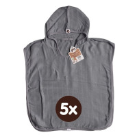 Bamboo Muslin Poncho XKKO BMB - Silver 5x1ps (Wholesale pack.)