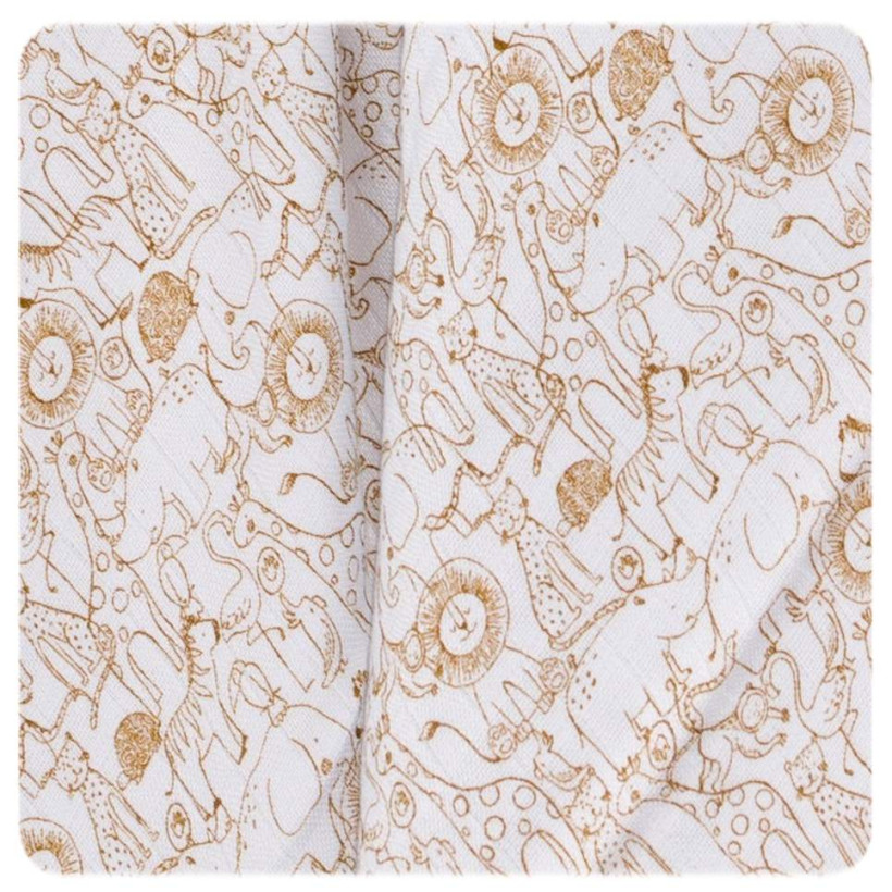 Bamboo muslin towel XKKO BMB 90x100 - Safari W/Honey Mustard