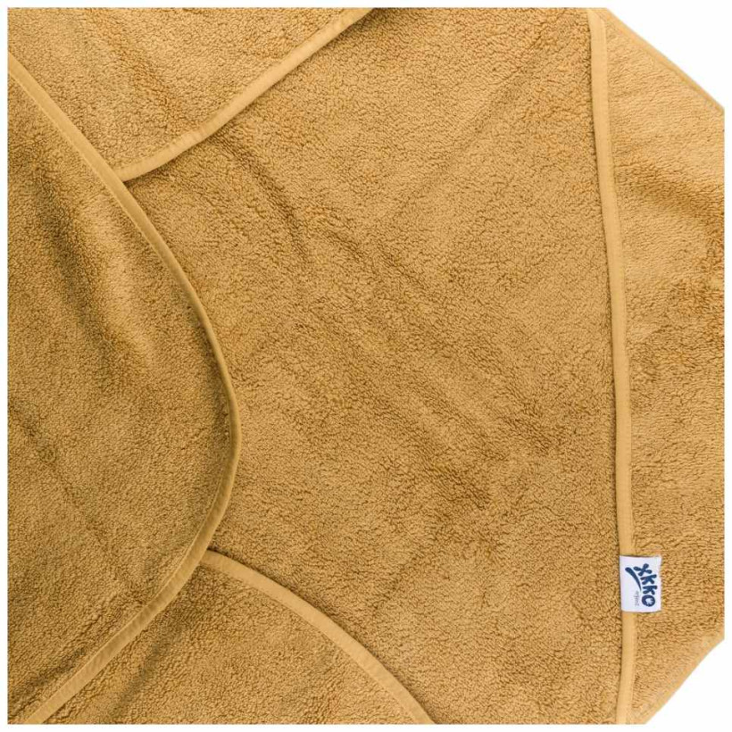 Hooded terry bath towel XKKO Organic 90x90 - Honey Mustard