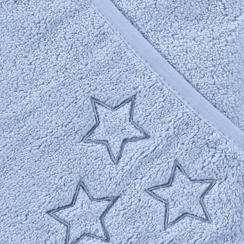 Hooded terry bath towel XKKO Organic 90x90 - Baby Blue Stars