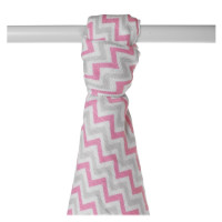 Bamboo muslin towel XKKO BMB 90x100 - Baby Pink Chevron