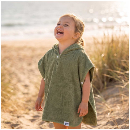 Organic cotton terry Poncho XKKO Organic - Granite Green