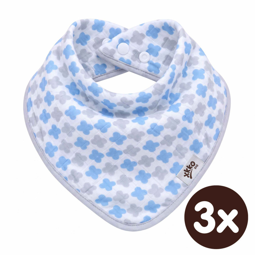 Bamboo bandana XKKO BMB - Baby Blue Cross 3x1ps Wholesale packing
