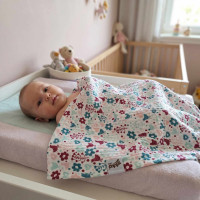 Bamboo muslin towel XKKO BMB 90x100 - Flowers&Birds Girls