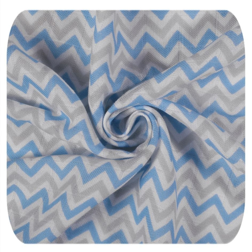 Bamboo muslin towel XKKO BMB 90x100 - Baby Blue Chevron