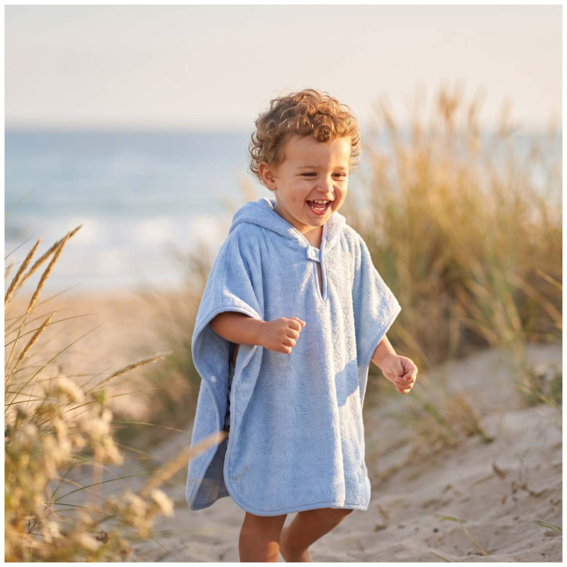 Organic cotton terry Poncho XKKO Organic - Baby Blue Stars
