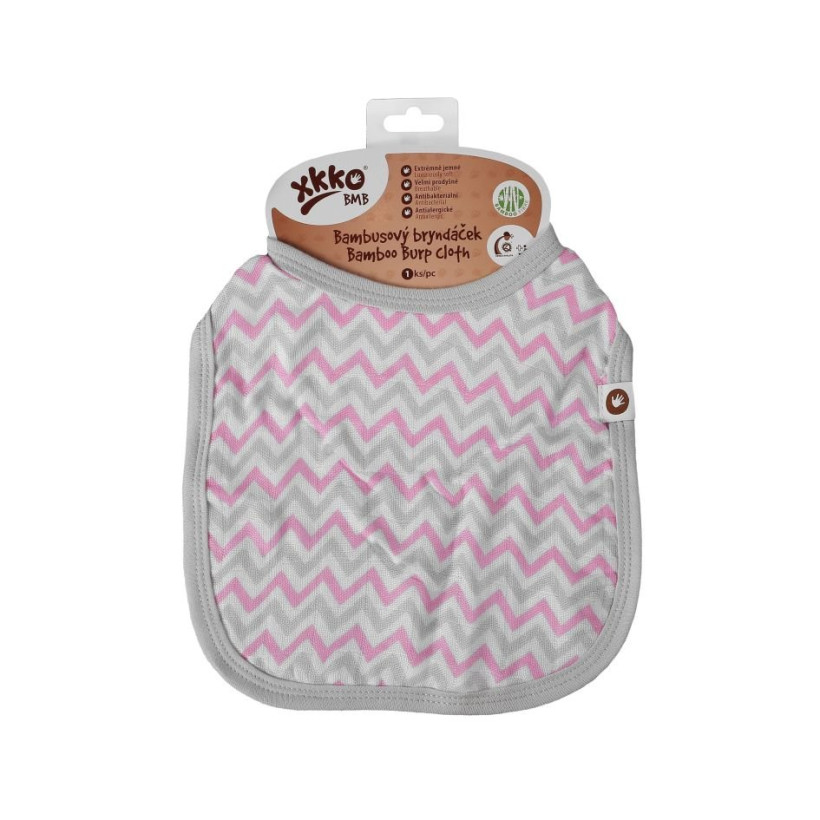 Bamboo Burp Cloth XKKO BMB - Baby Pink Chevron 3x1ps (Wholesale packaging)