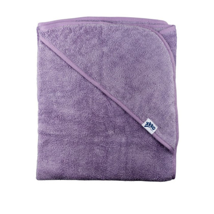 Hooded terry bath towel XKKO Organic 90x90 - Lavender Aura