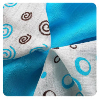 Bamboo muslins XKKO BMB 30x30 - Spirals&Bubbles Cyan MIX 9pcs