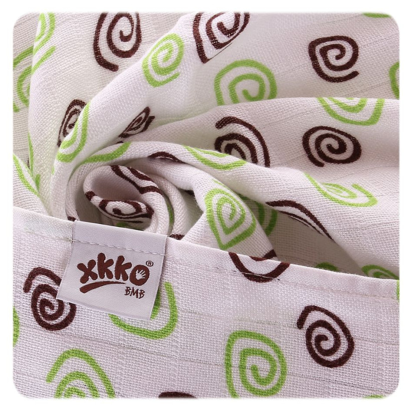 Bamboo muslins XKKO BMB 70x70 - Spirals&Bubbles Lime MIX 3pcs